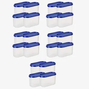 Kuber Industries Plastic Storage Containers With Lid I Set of 4, 1200 ml|Airtight, Stackable, Spill-proof, Travel-friendly|Transparent with Blue Lid|For Dry & Wet Foods, Cereals, Dryfruits (Pack Of 5)