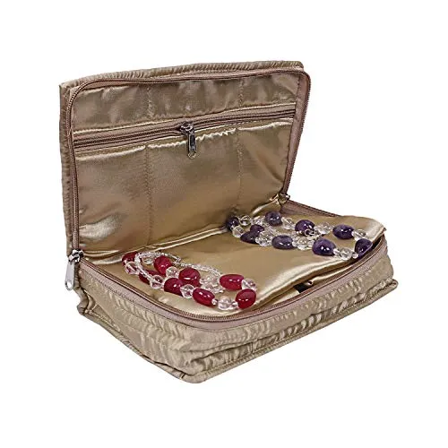 Kuber Industries Satin Jewellery Kit Oragniser (Gold) -CTKTC8798