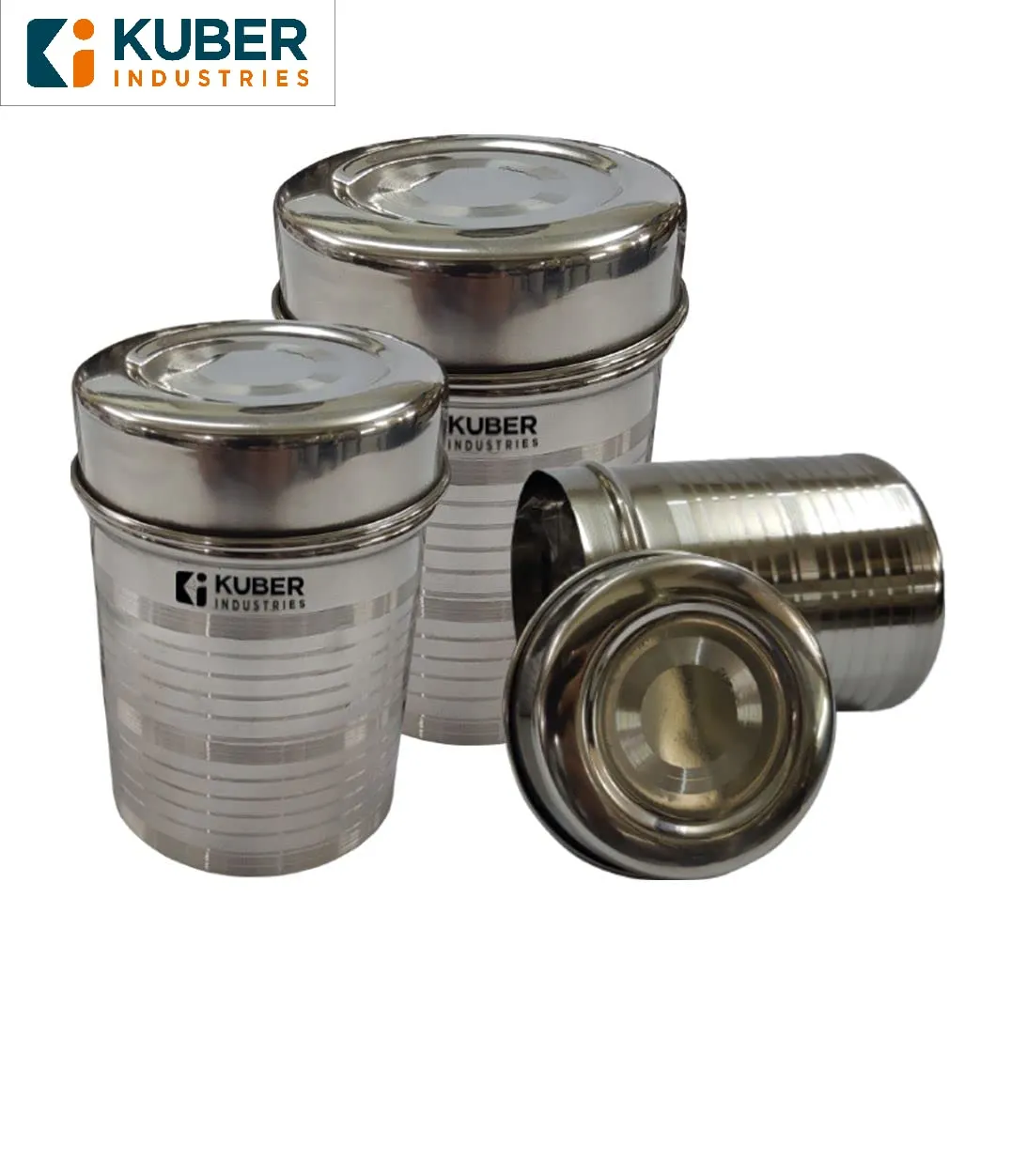 Kuber Industries Stainless Steel Kitchen Containers Set | Durable & Stackable | Storage Canisters for Tea, Coffee & Sugar | Kitchen Storage Container Set of 3 - Assorted (Pack Of 6)