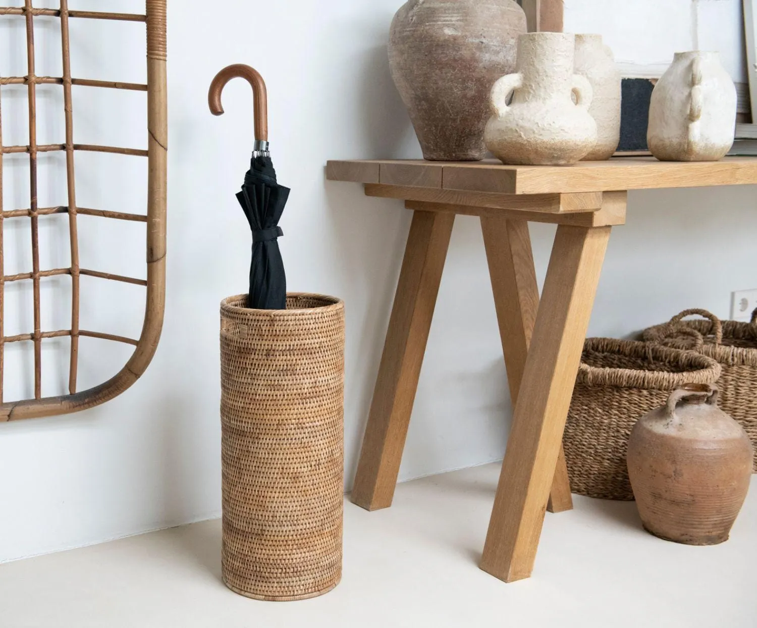 Organic Rattan Umbrella Stand | 23x53cm