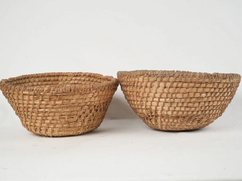 Pair of vintage French baker's  dough proving baskets 15¼"