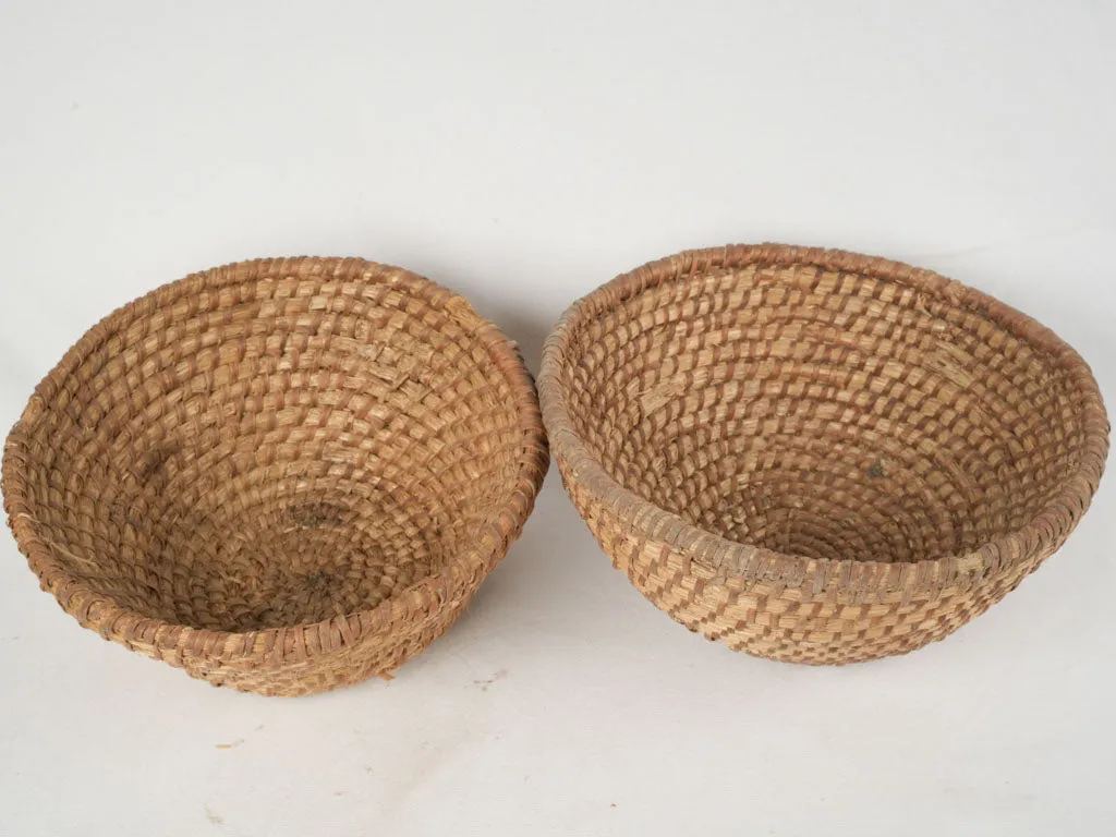 Pair of vintage French baker's  dough proving baskets 15¼"
