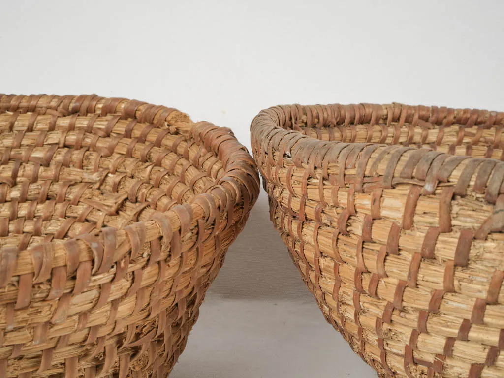 Pair of vintage French baker's  dough proving baskets 15¼"