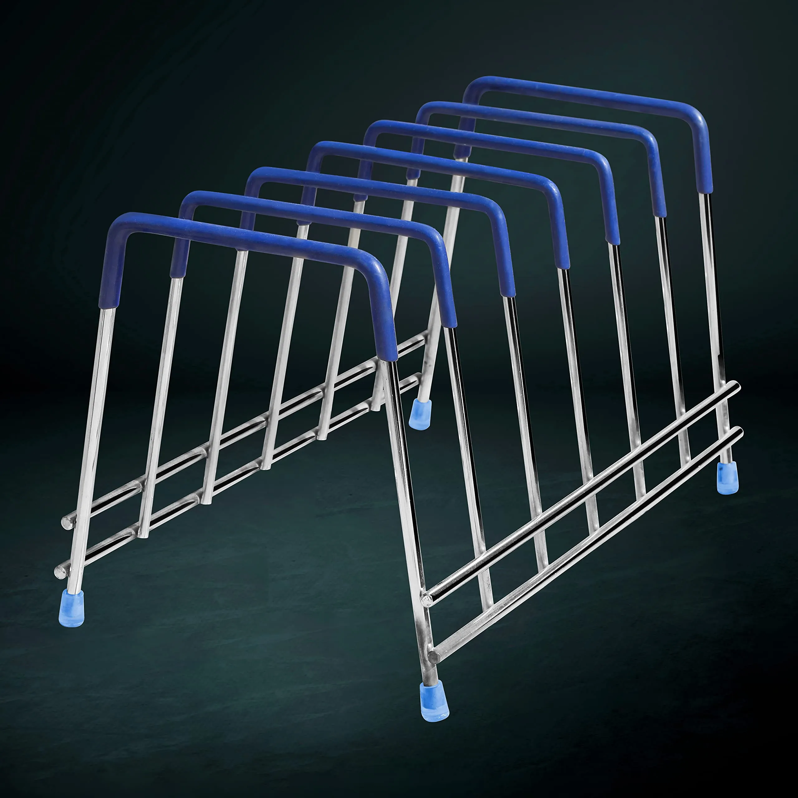 Plantex Stainless Steel Thali Stand/Plate Fixer/Dish Stand/Plate Holder/Plate Stand/Lid Organizer for Kitchen Wardrobe(6 Plates - Chrome)