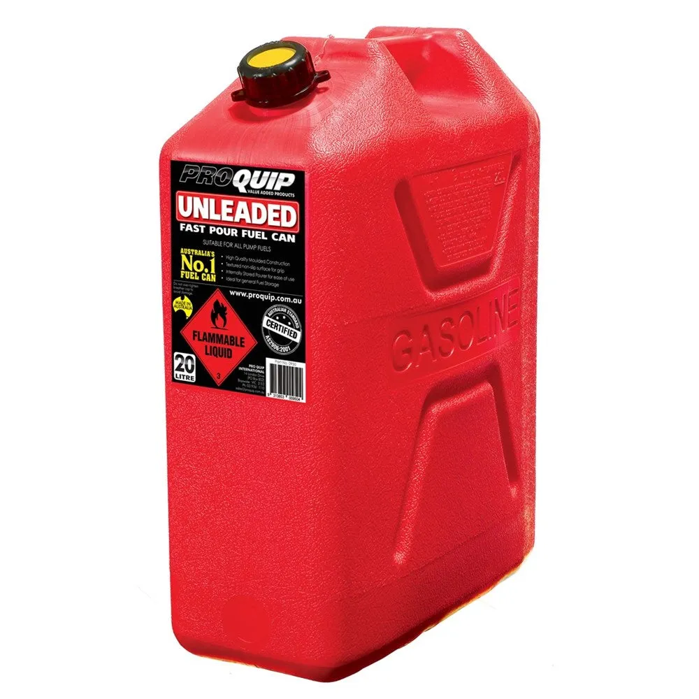 Pro Quip 20 Litre Fast Flow Plastic Fuel Jerry Can - Red Unleaded - 950