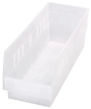 Quantum QSB204CL Store-More Clear-View Shelf Bins, 6.63" x 17.88" x 6"