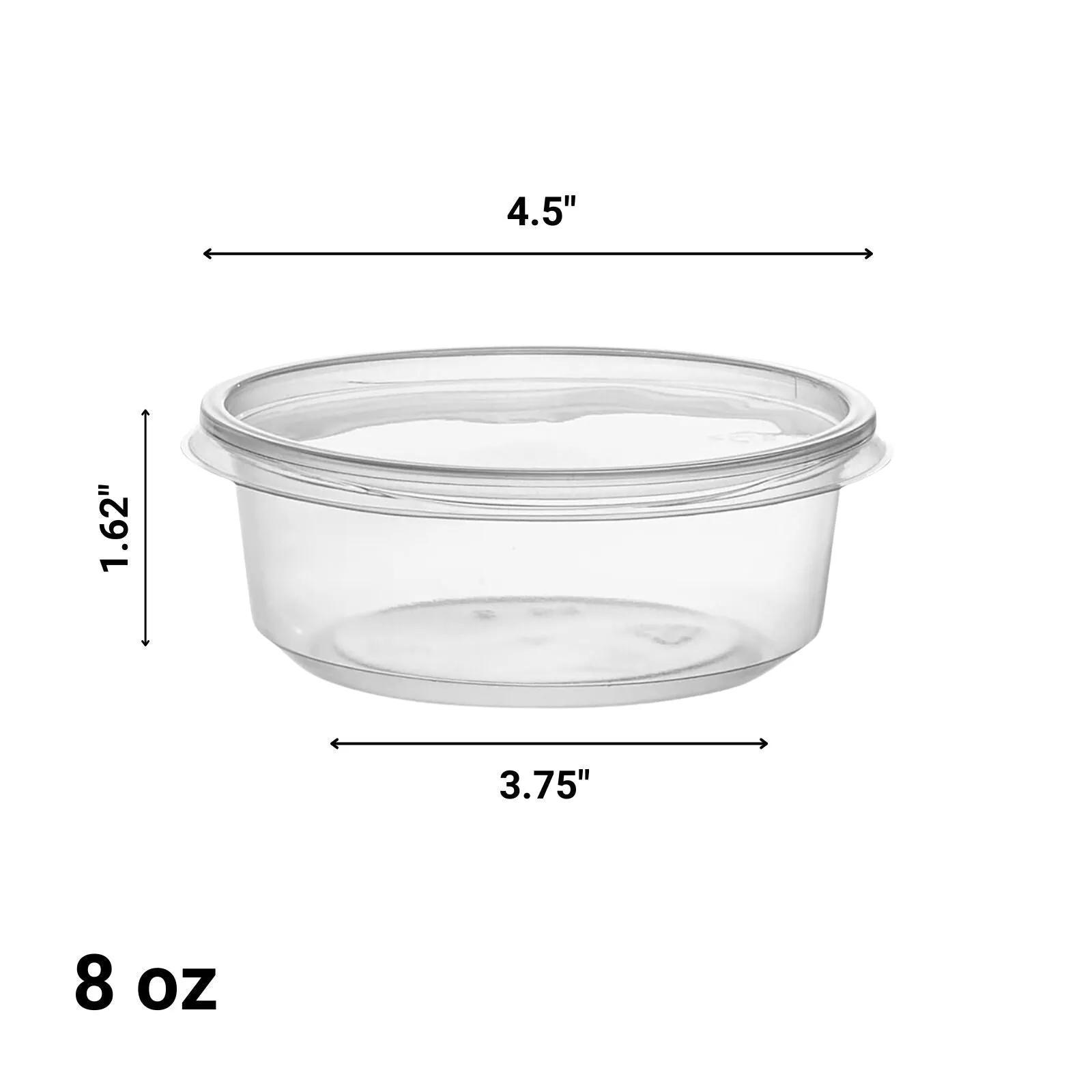 "BULK" Lightweight Clear Plastic Round Deli Container with Lids 8oz