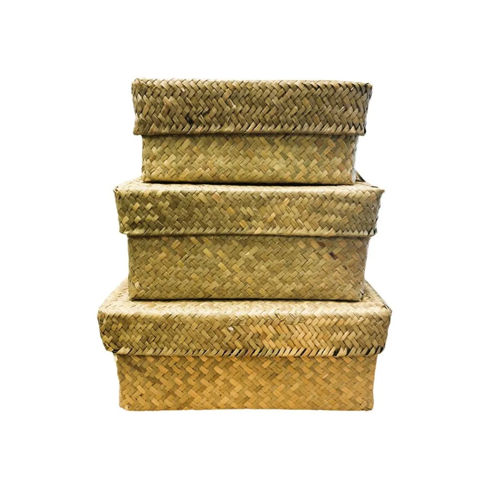 Seagrass Rectangle Box W Lid - Single
