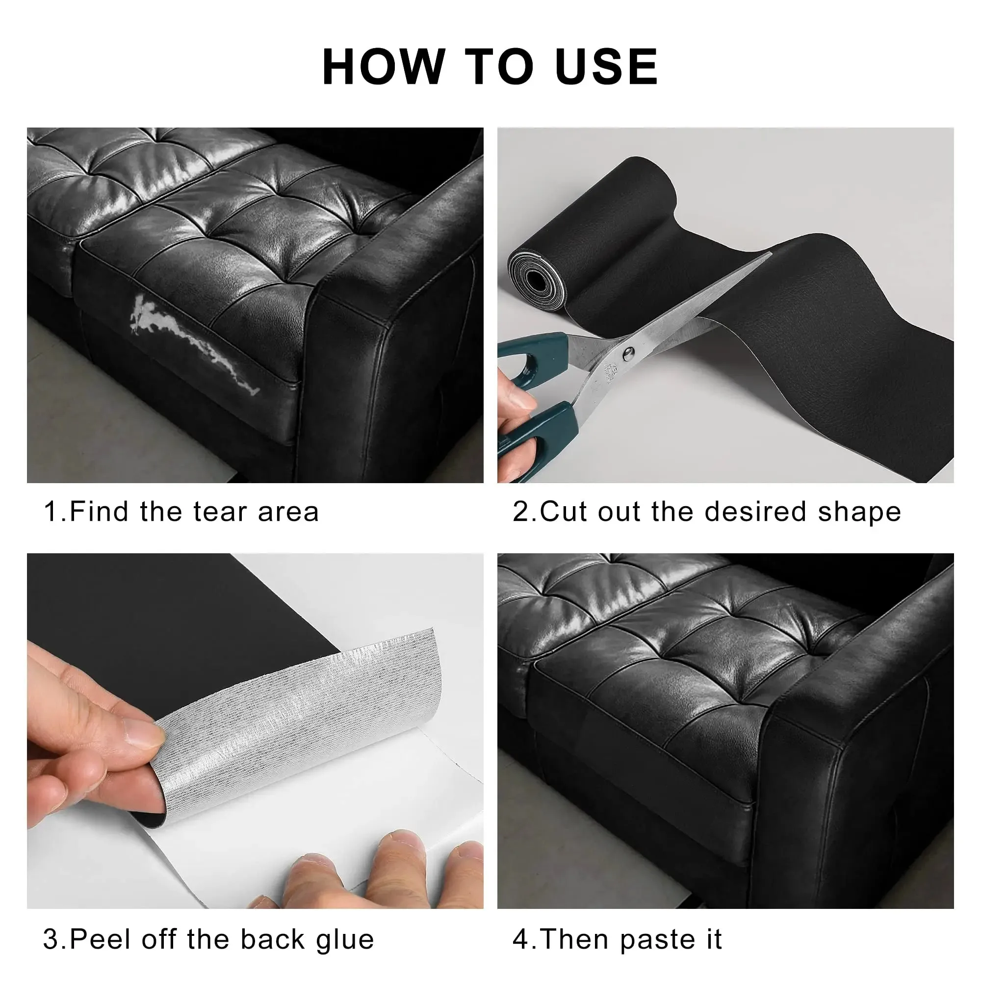Self Adhesive Leather for Sofa Repair Patch Furniture Table Chair Sticker Seat Bag Shoe Bed Fix Mend PU Artificial Leather Skin