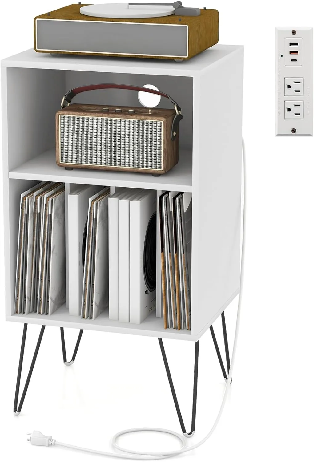Tangkula Record Player Stand with Charging Station