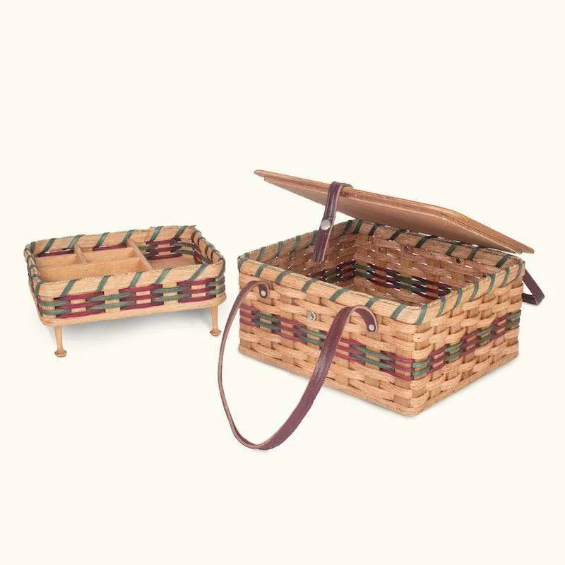 Vintage Sewing Basket | Large Amish Sewing Box w/Organizer Tray