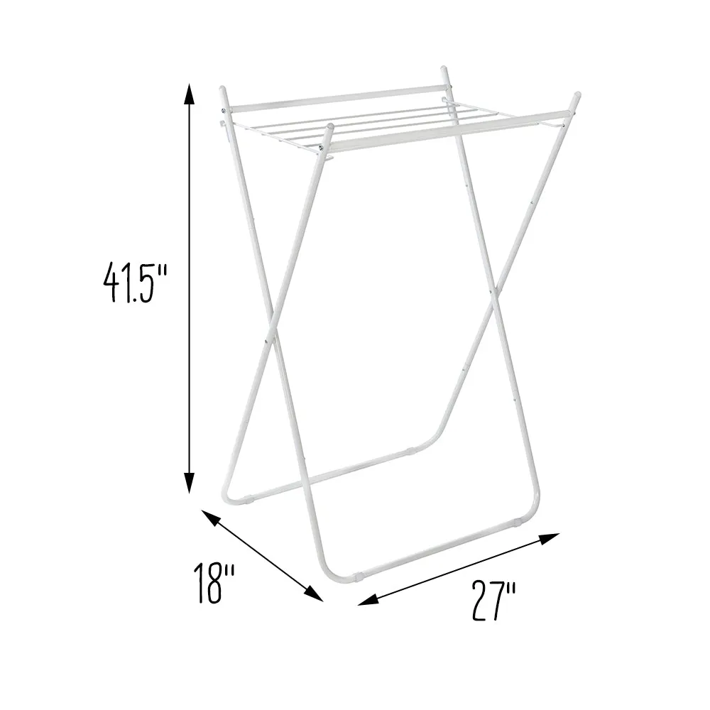 White Metal Collapsible Clothes Drying Rack
