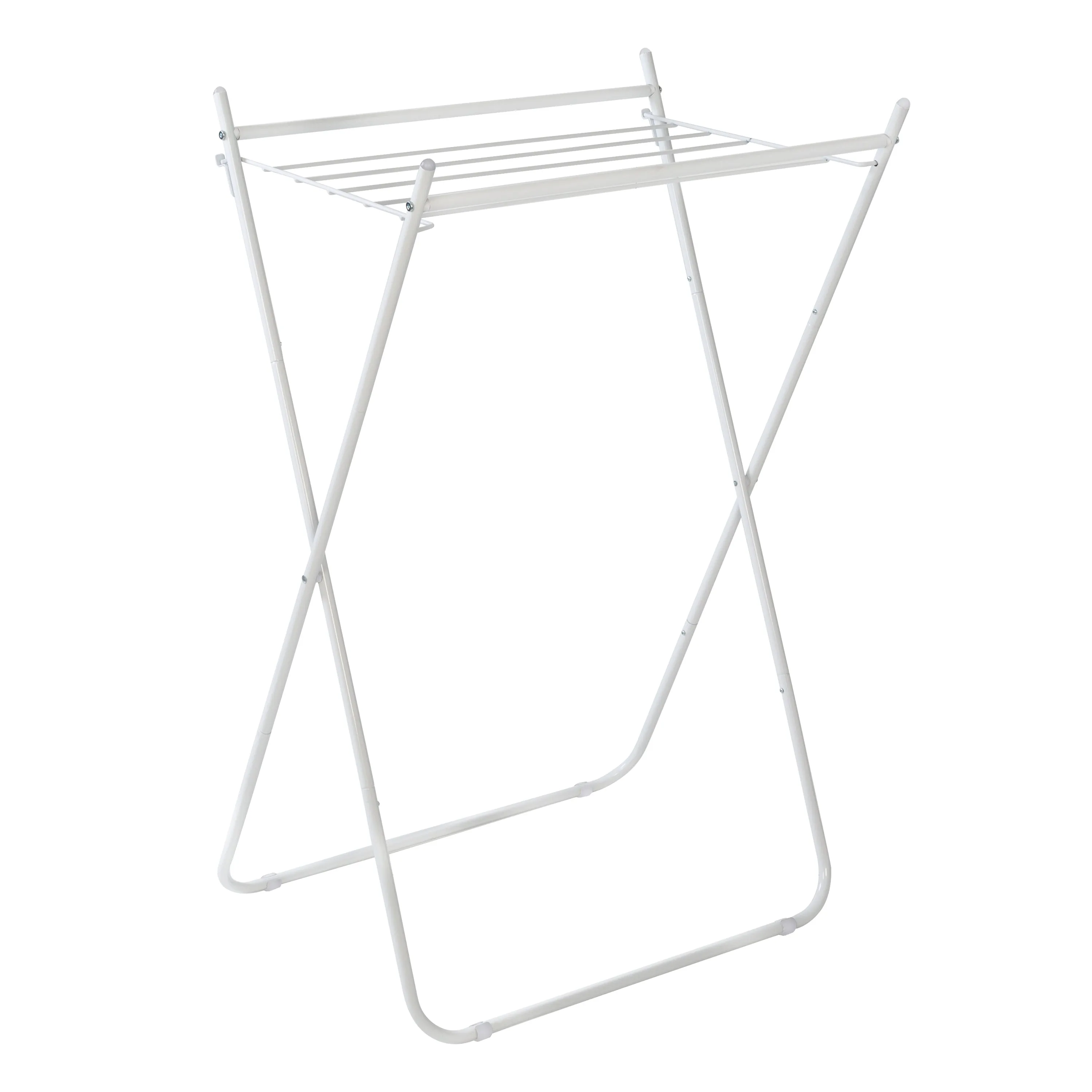 White Metal Collapsible Clothes Drying Rack