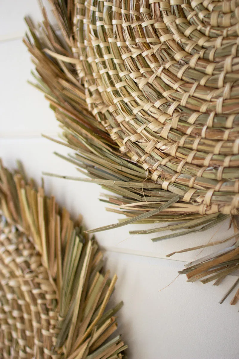 Woven Round Rush Wall Art  - Varnished Set of 3