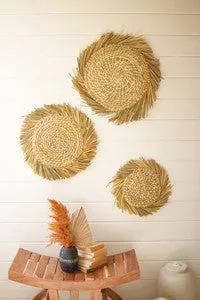 Woven Round Rush Wall Art  - Varnished Set of 3