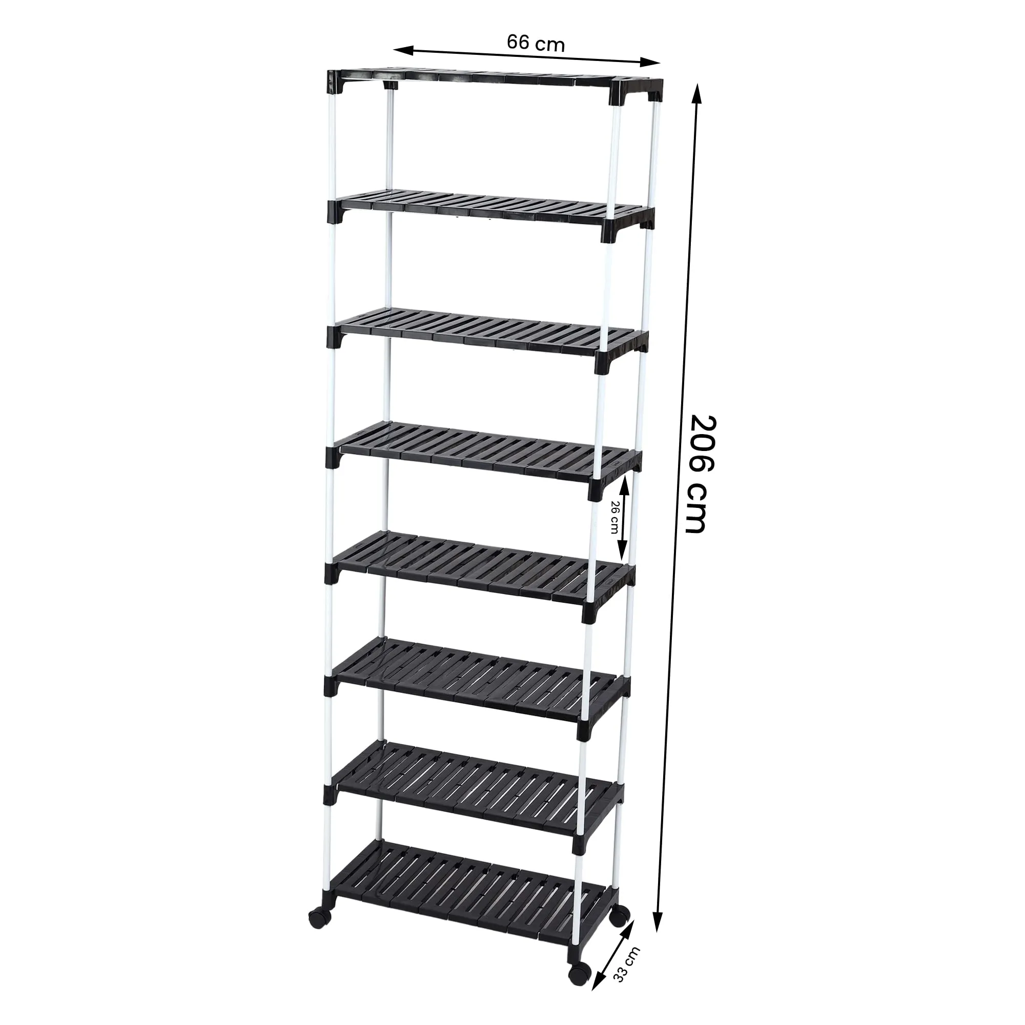 YMRR® 8 Tier Shoe Storage Racks with Wheels Space Saving Metal & Strong Plastic Shoe Shelves Organizer for Home, Hallway, Bedroom & Entryway, (8 Steps Rack)