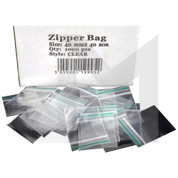 Zipper Branded 40mm x 40mm Clear Bags