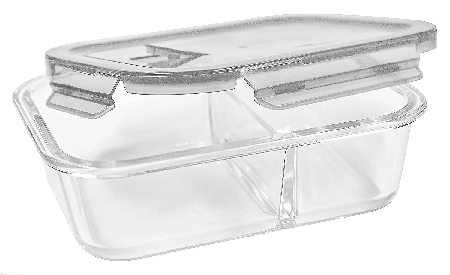 ZOKIXTO Lunch Boxes for Adults - 1100 ML Glass Lunch Box for Kids Children's with Spoon & Fork, BPA-Free and Food-Safe Materials (3 Compartment Square Design, Glass, Multicolor)