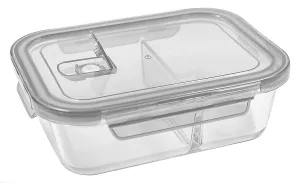 ZOKIXTO Lunch Boxes for Adults - 1100 ML Glass Lunch Box for Kids Children's with Spoon & Fork, BPA-Free and Food-Safe Materials (3 Compartment Square Design, Glass, Multicolor)